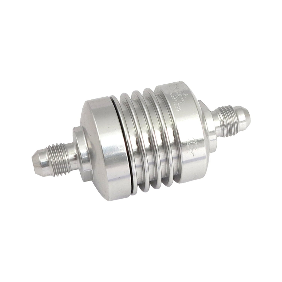 Golan mini fuel filter 6-AN threaded. Clear anodized