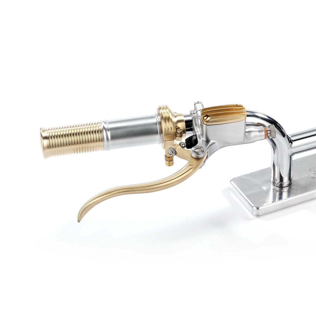 Kustom Tech, FL handlebar grip set. Satin alu/brass