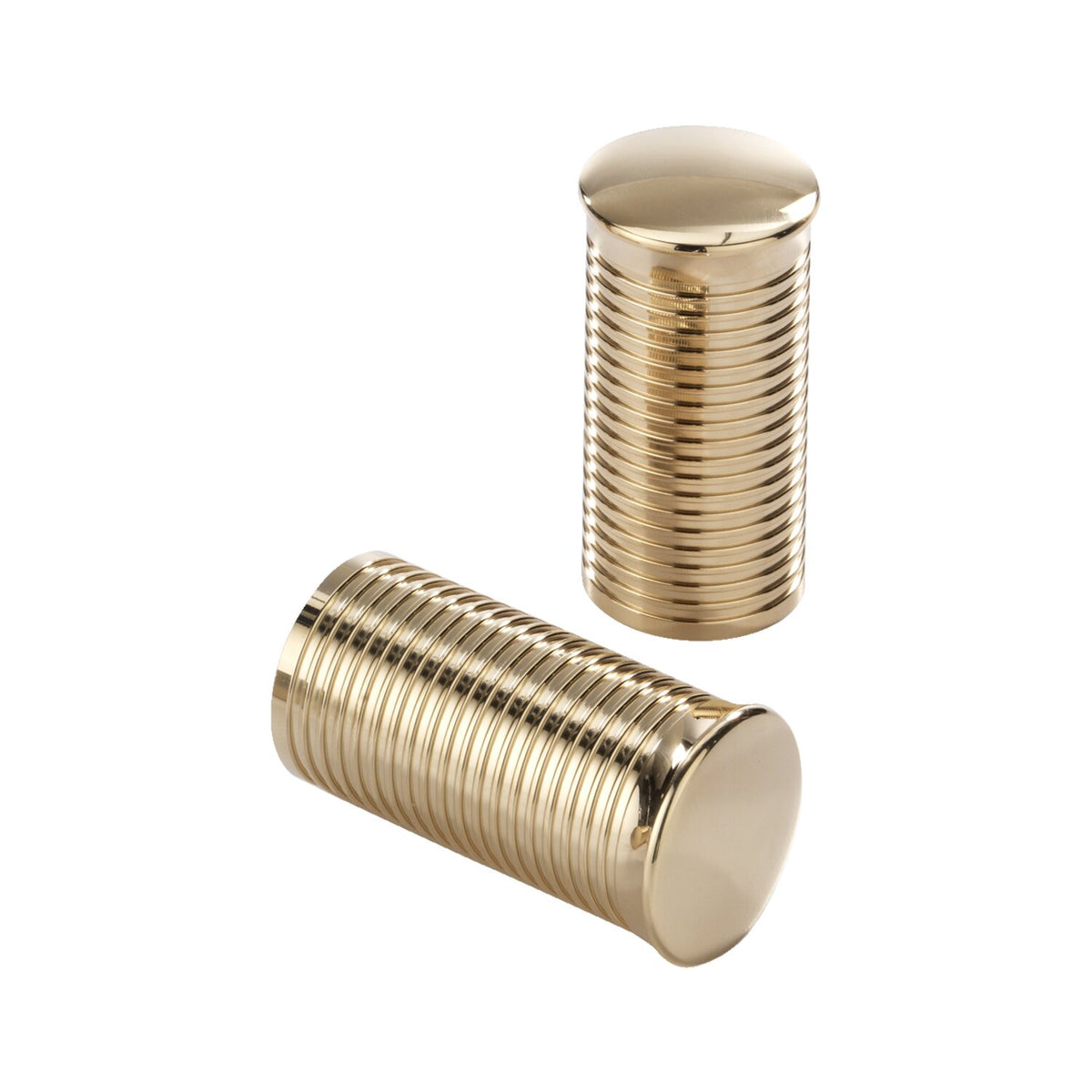 Kustom Tech, FL handlebar grip ends. Ribbed, pol brass