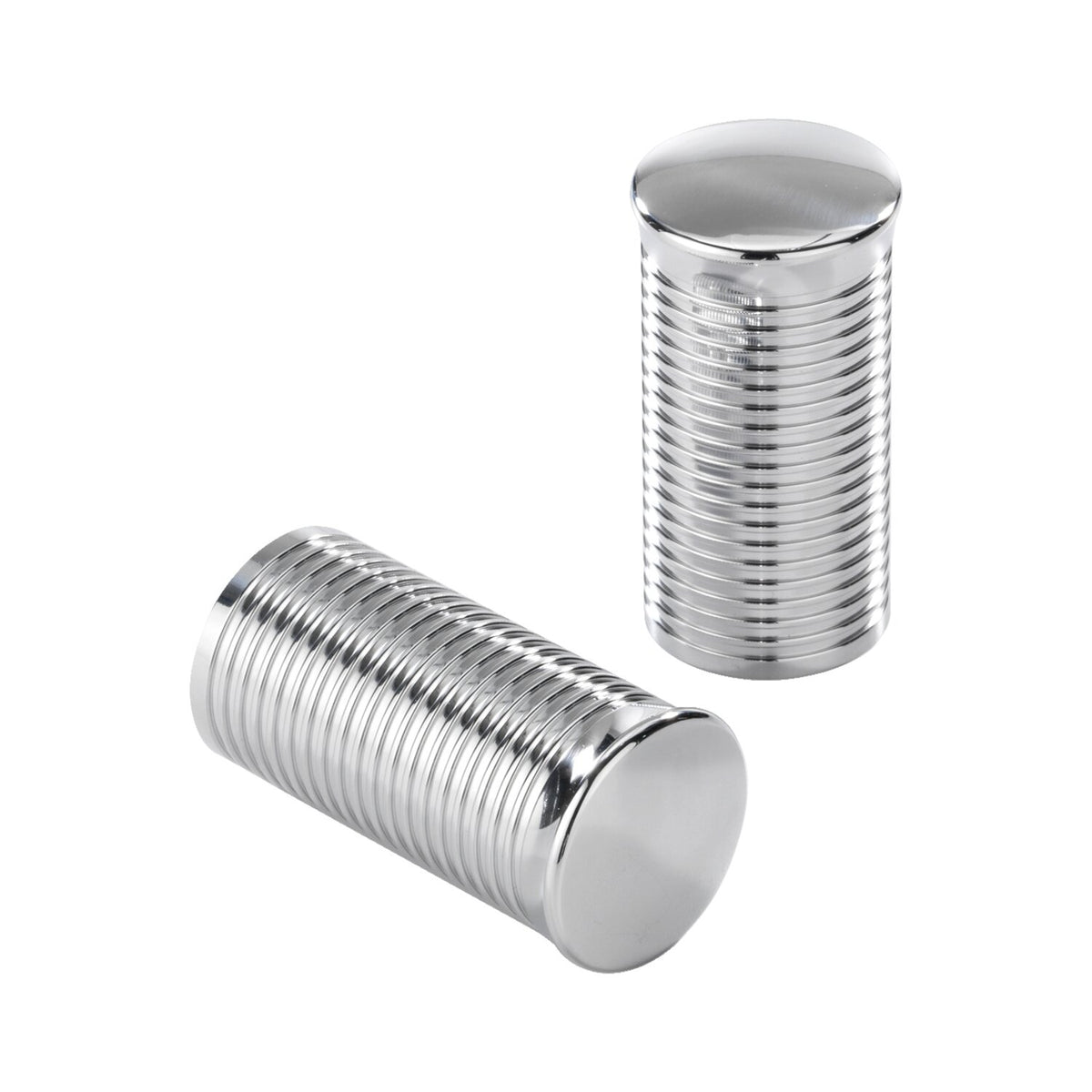 Kustom Tech, FL handlebar grip ends. Ribbed chrome aluminum