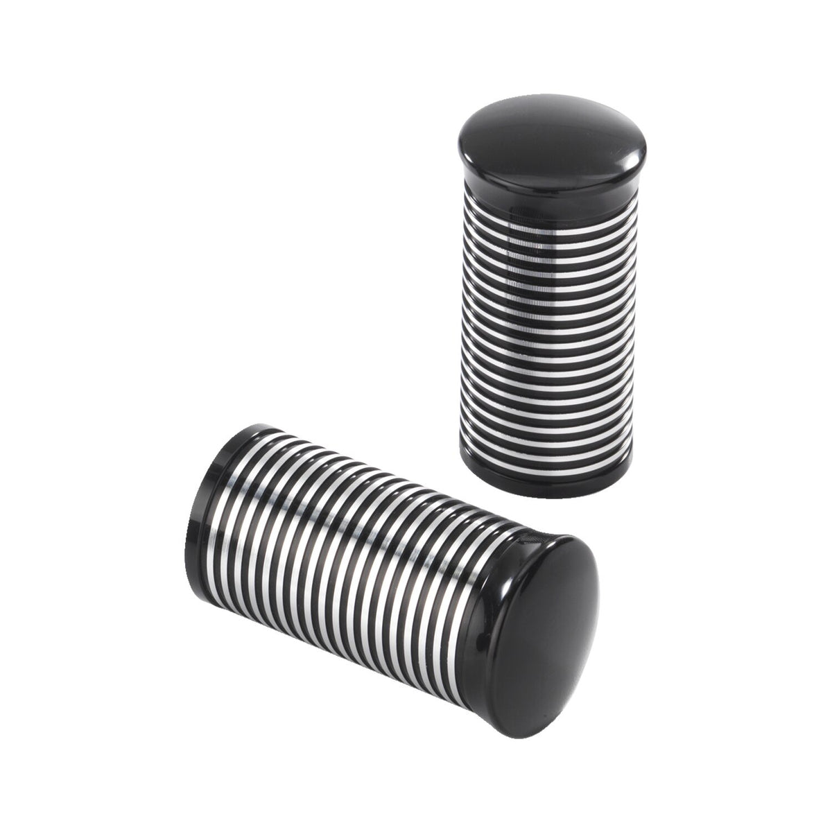 Kustom Tech, FL handlebar grip ends. Ribbed black CC alu
