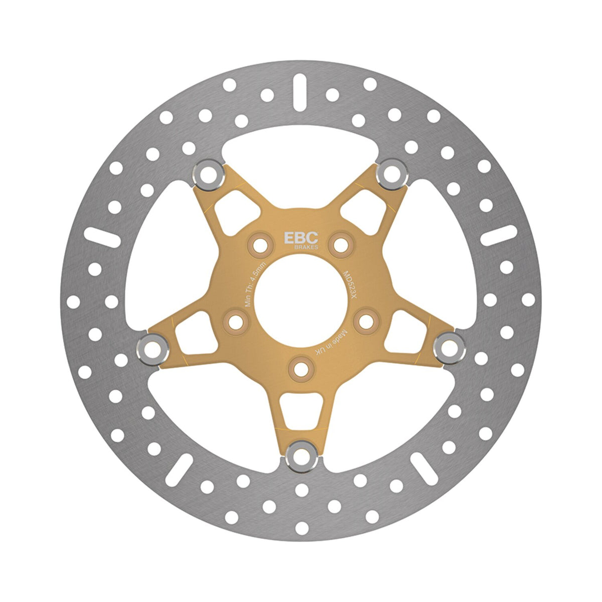 EBC, 5-Button stainless floating brake rotor. Front. Gold