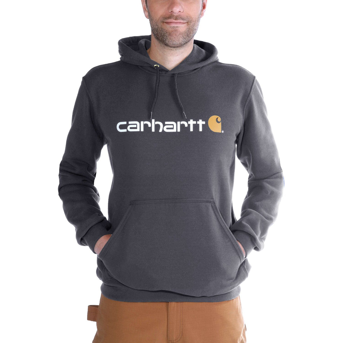 Carhartt Signature logo hoodie carbon heather