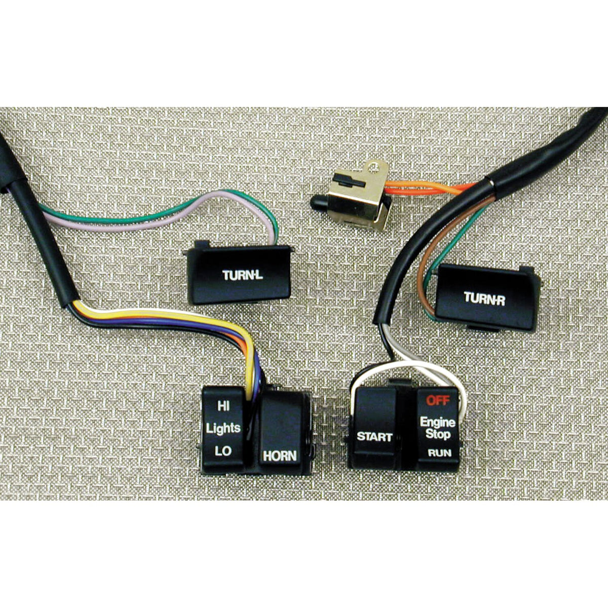 Handlebar wire & switch kit. Black switches