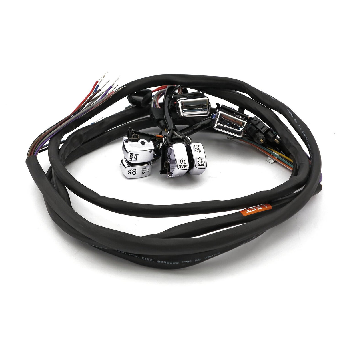 Handlebar switch & wiring kit. Radio/Cruise. LED. Chrome