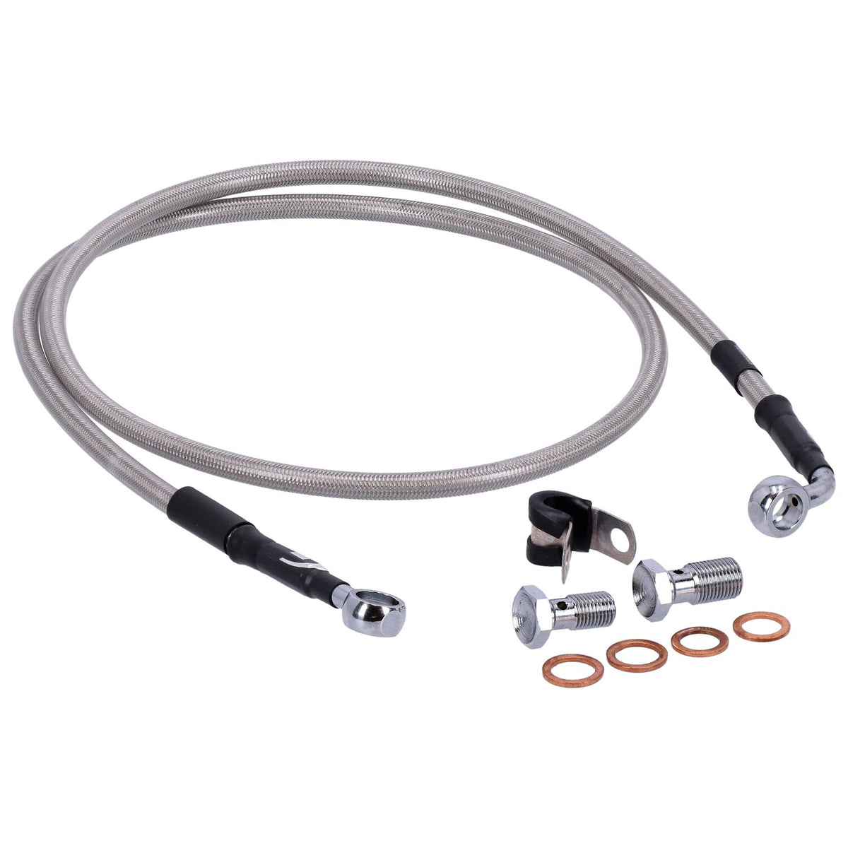 MCS by Goodridge brake line front, stainless clear coated