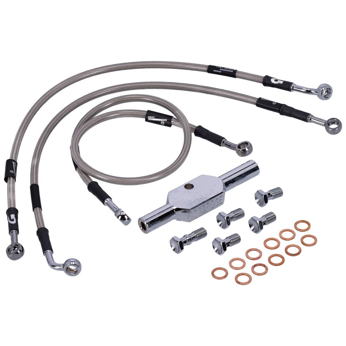 MCS by Goodridge brake line front, stainless clear coated