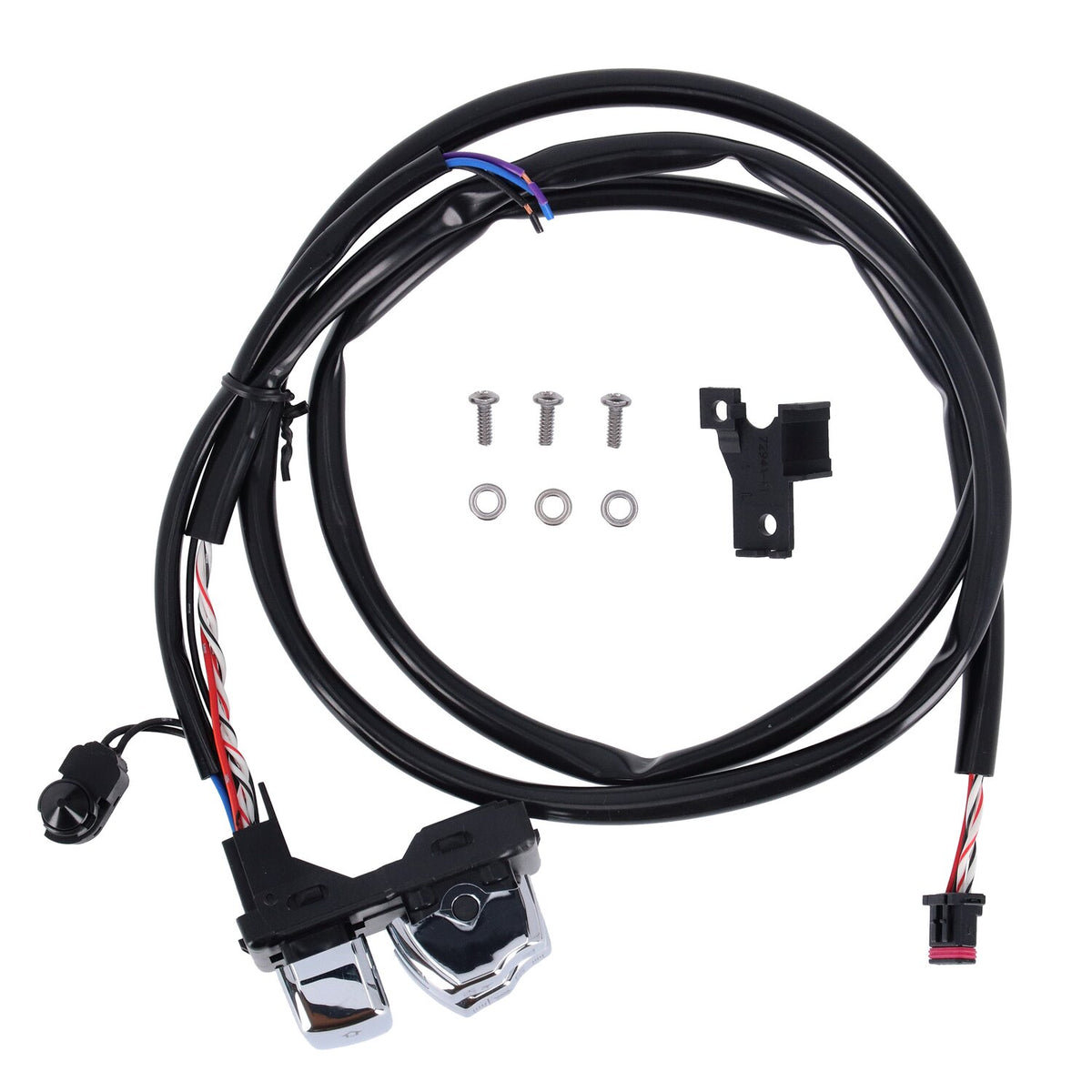 Handlebar switch & wiring kit, clutch side. Chrome