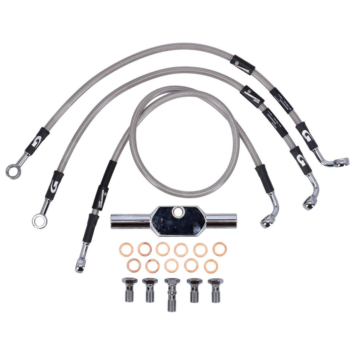 MCS by Goodridge brake line front, stainless clear coated