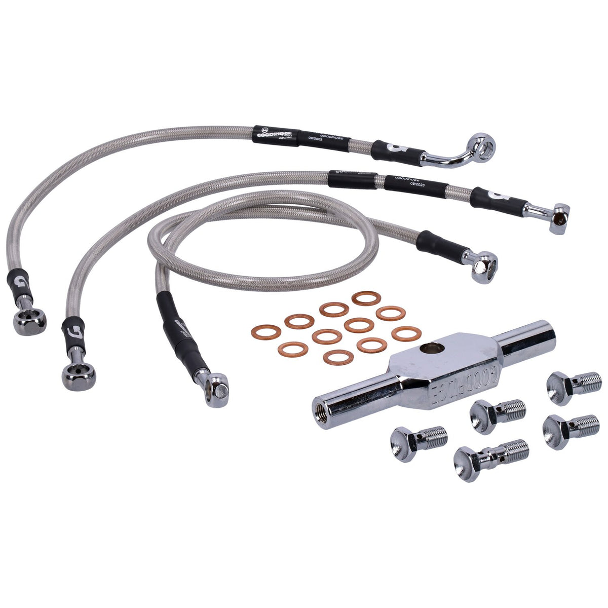 MCS by Goodridge brake line front, stainless clear coated