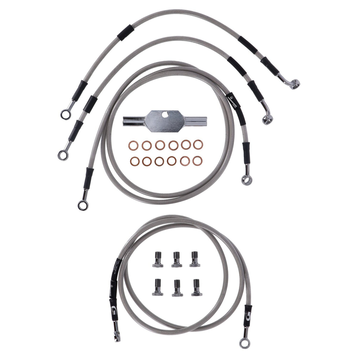 MCS by Goodridge brake line front, stainless clear coated