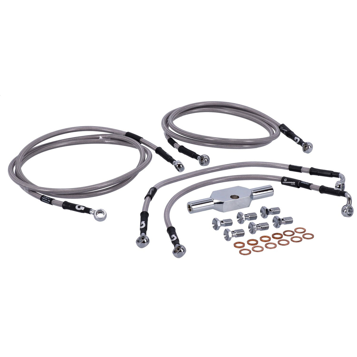 MCS by Goodridge brake line front, stainless clear coated