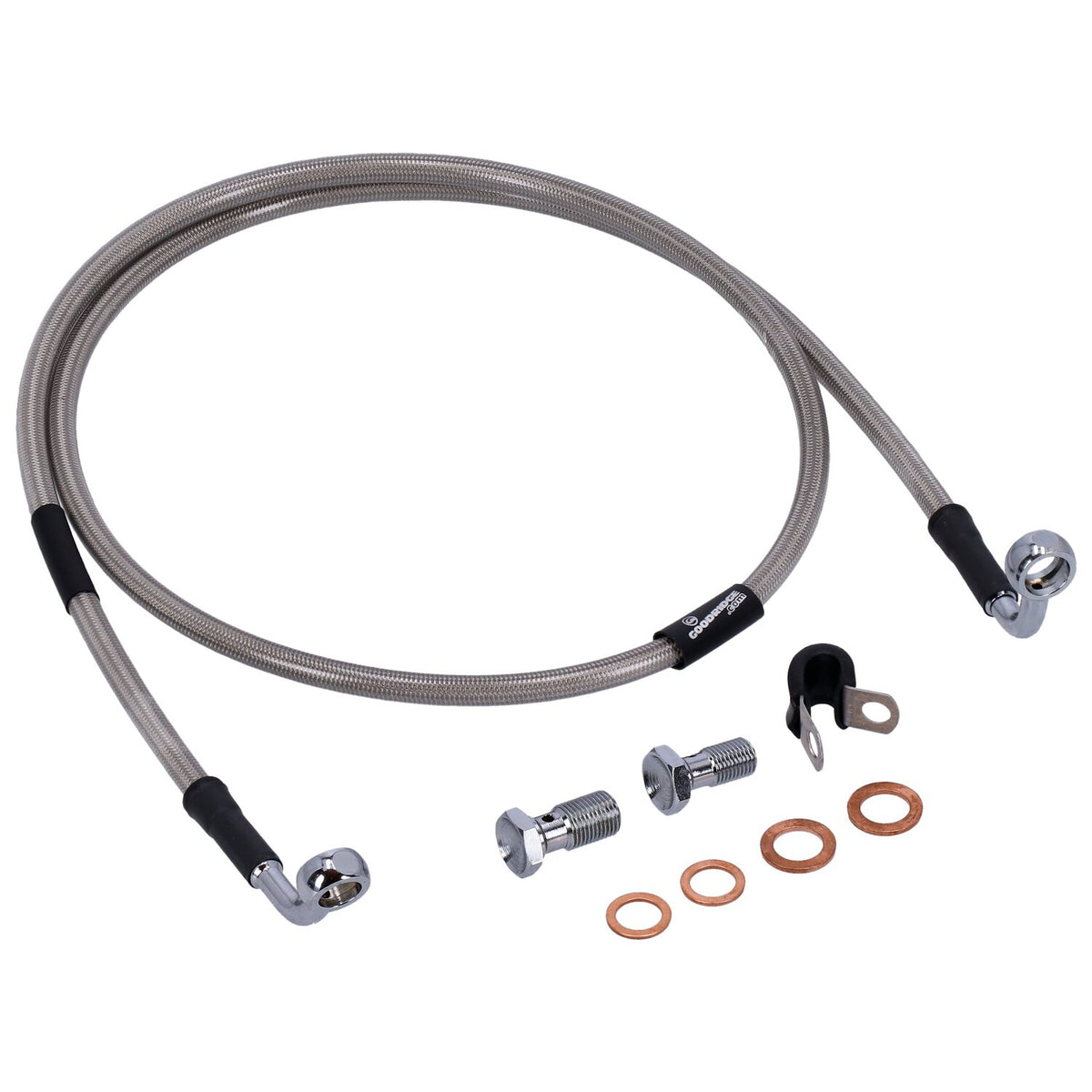 MCS by Goodridge brake line front, stainless clear coated