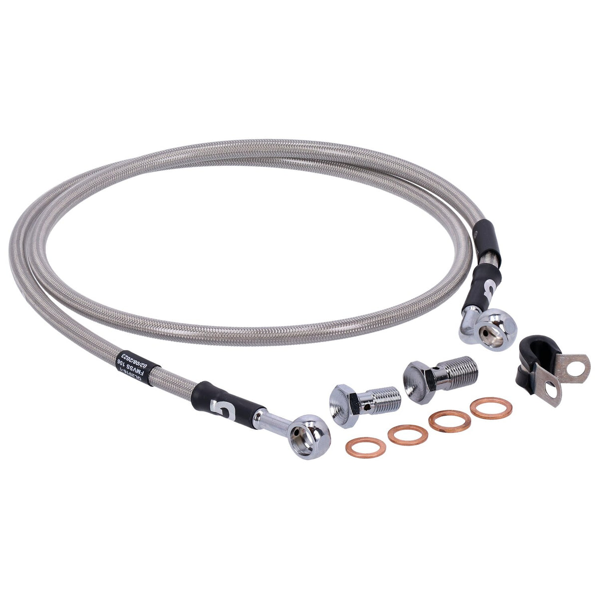 MCS by Goodridge brake line front, stainless clear coated