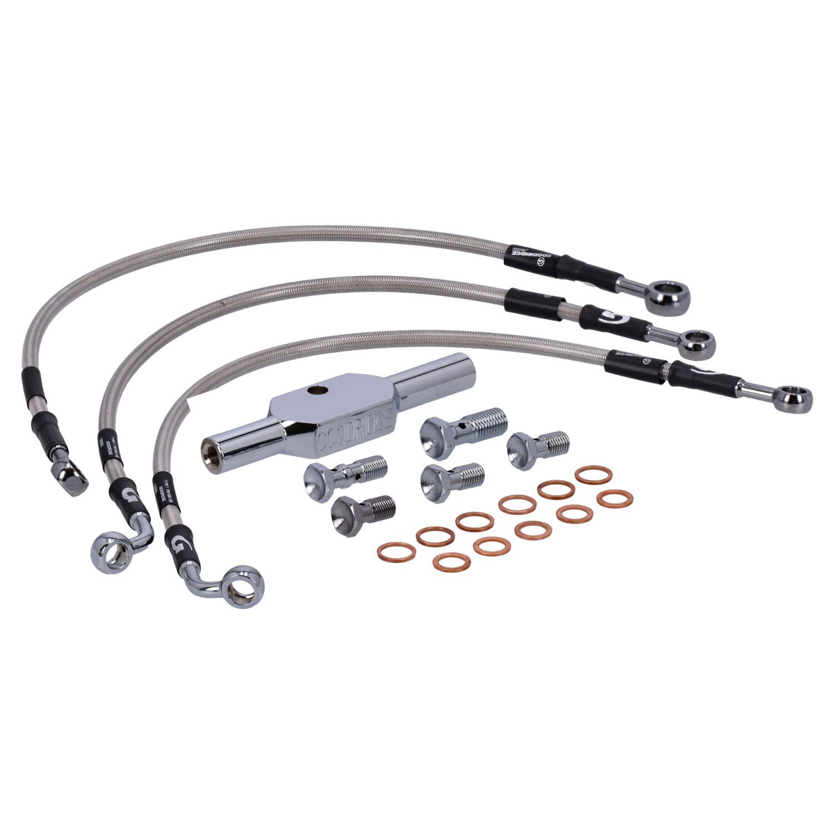 MCS by Goodridge brake line front, stainless clear coated