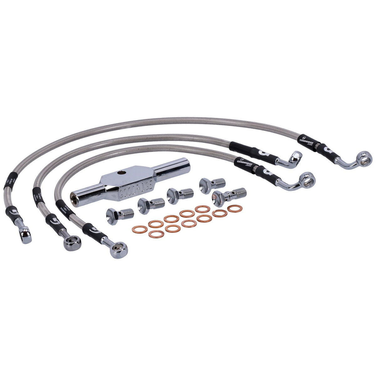 MCS by Goodridge brake line front, stainless clear coated