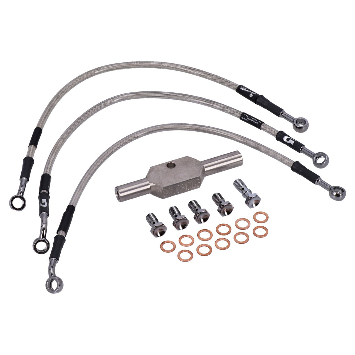 MCS by Goodridge brake line front, stainless clear coated
