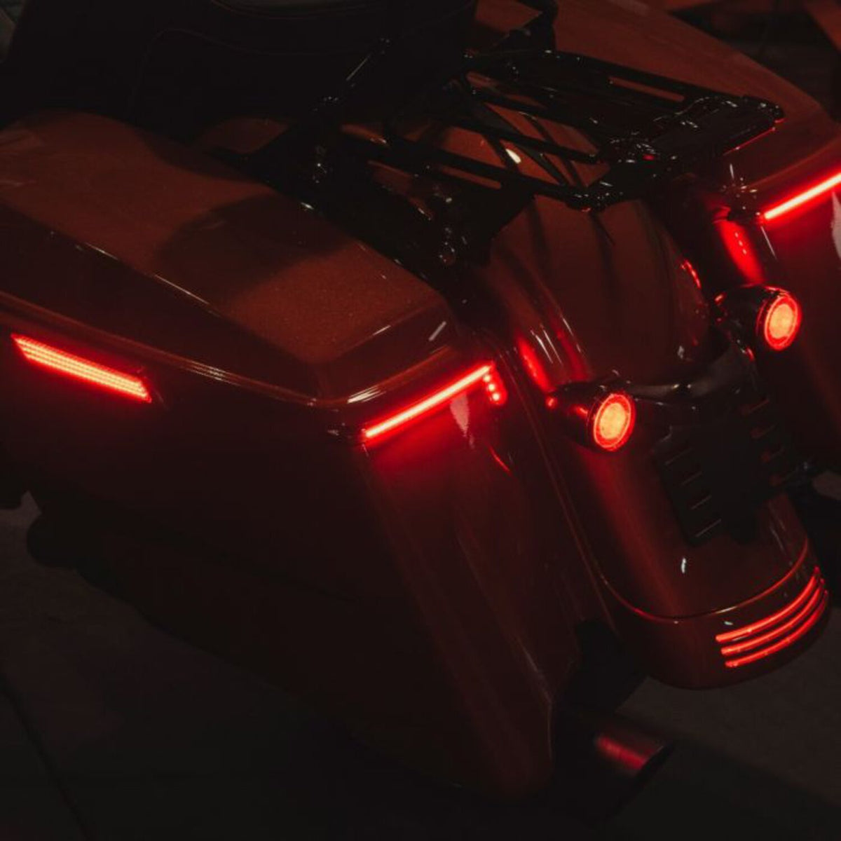 Custom Dynamics, regular t/s low profile bag lights. Red
