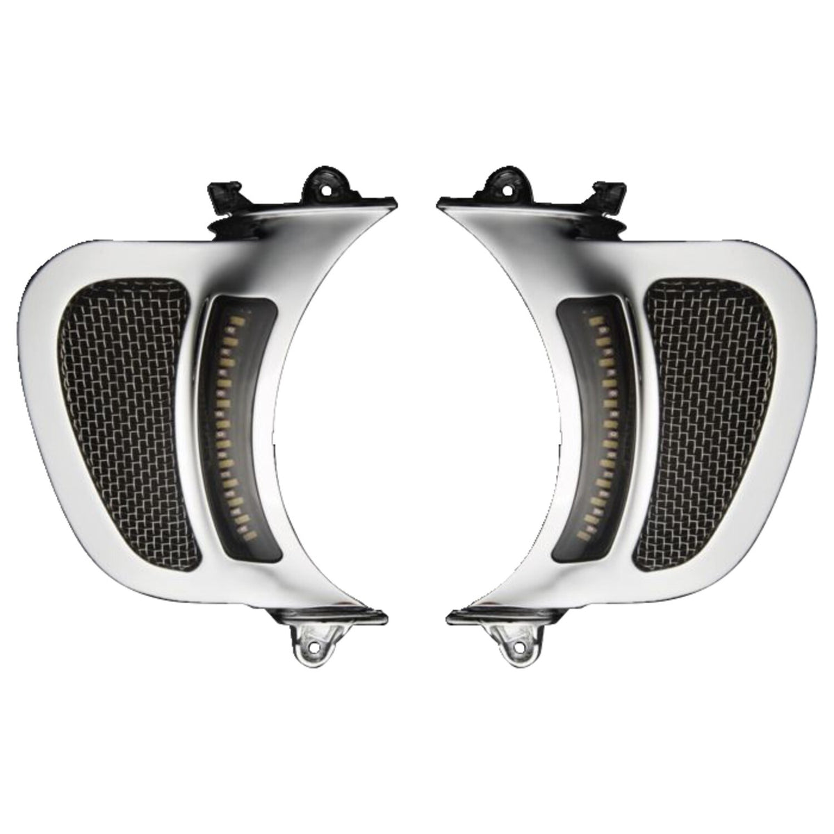 Custom Dynamics, Road Glide LED vent inserts. Chrome
