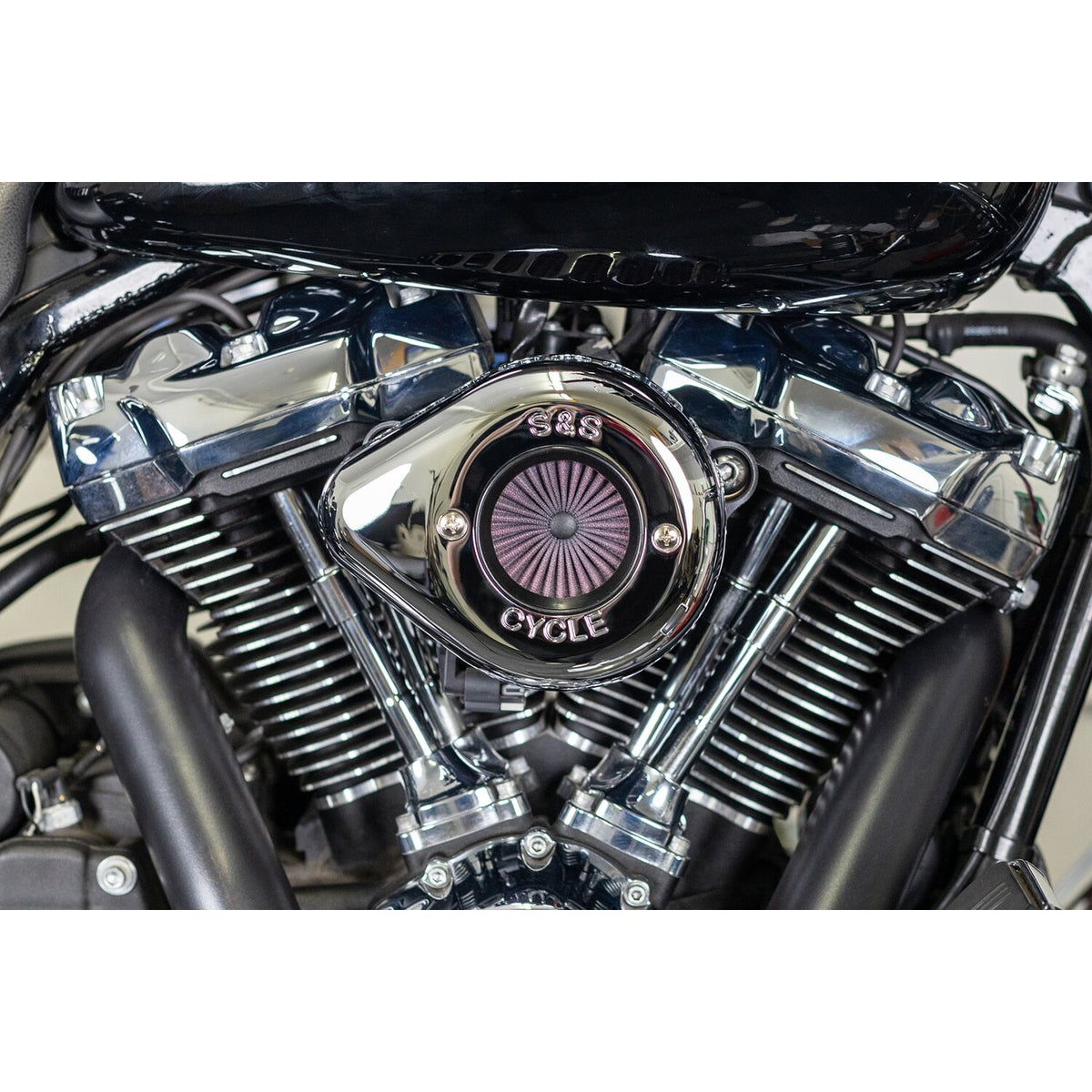 S&S, 'Air Stinger Stealth' air cleaner kit. Teardrop, chrome
