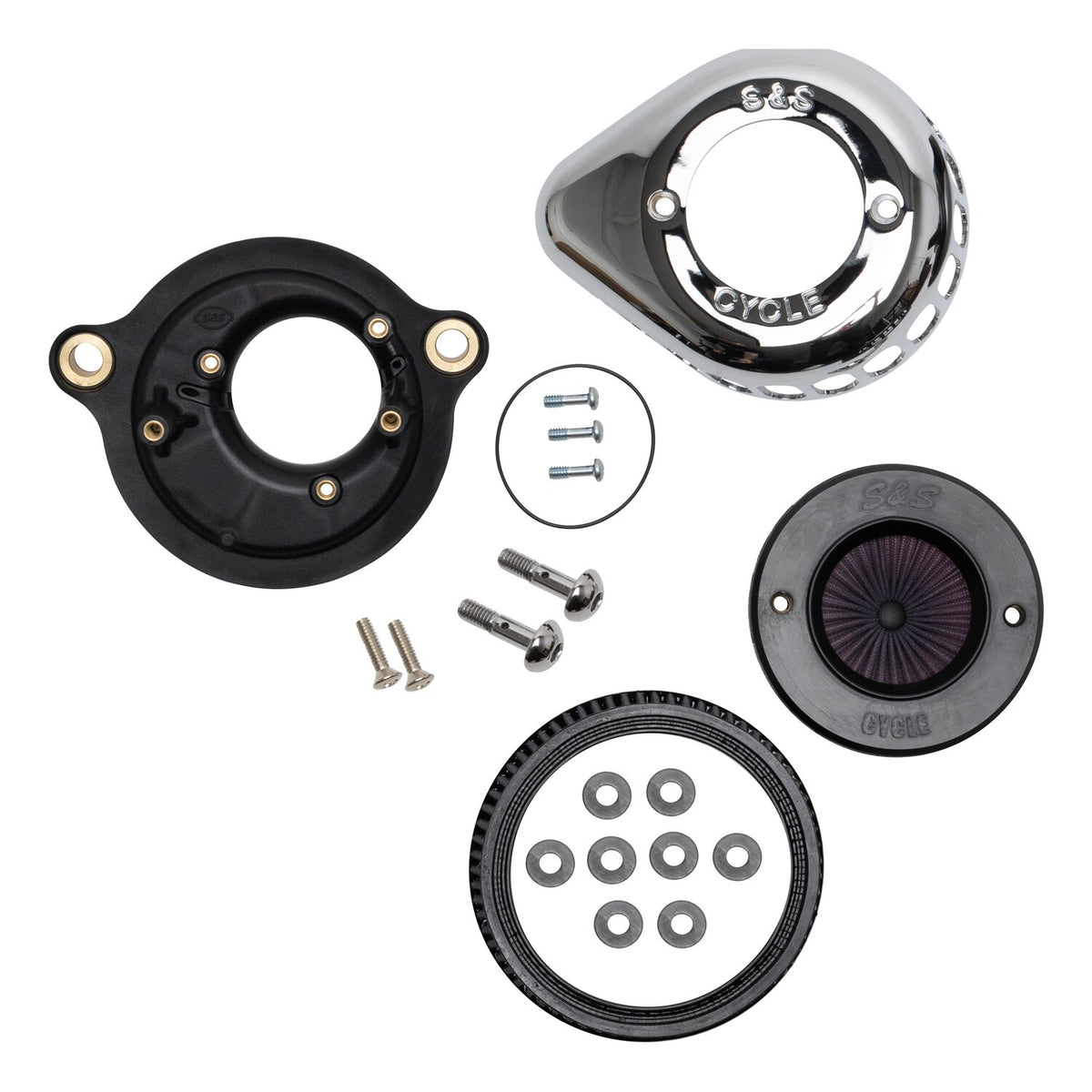 S&S, 'Air Stinger Stealth' air cleaner kit. Teardrop, chrome