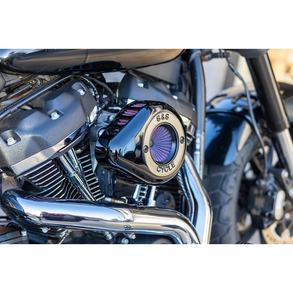S&S, 'Air Stinger Stealth' air cleaner kit. Teardrop, black