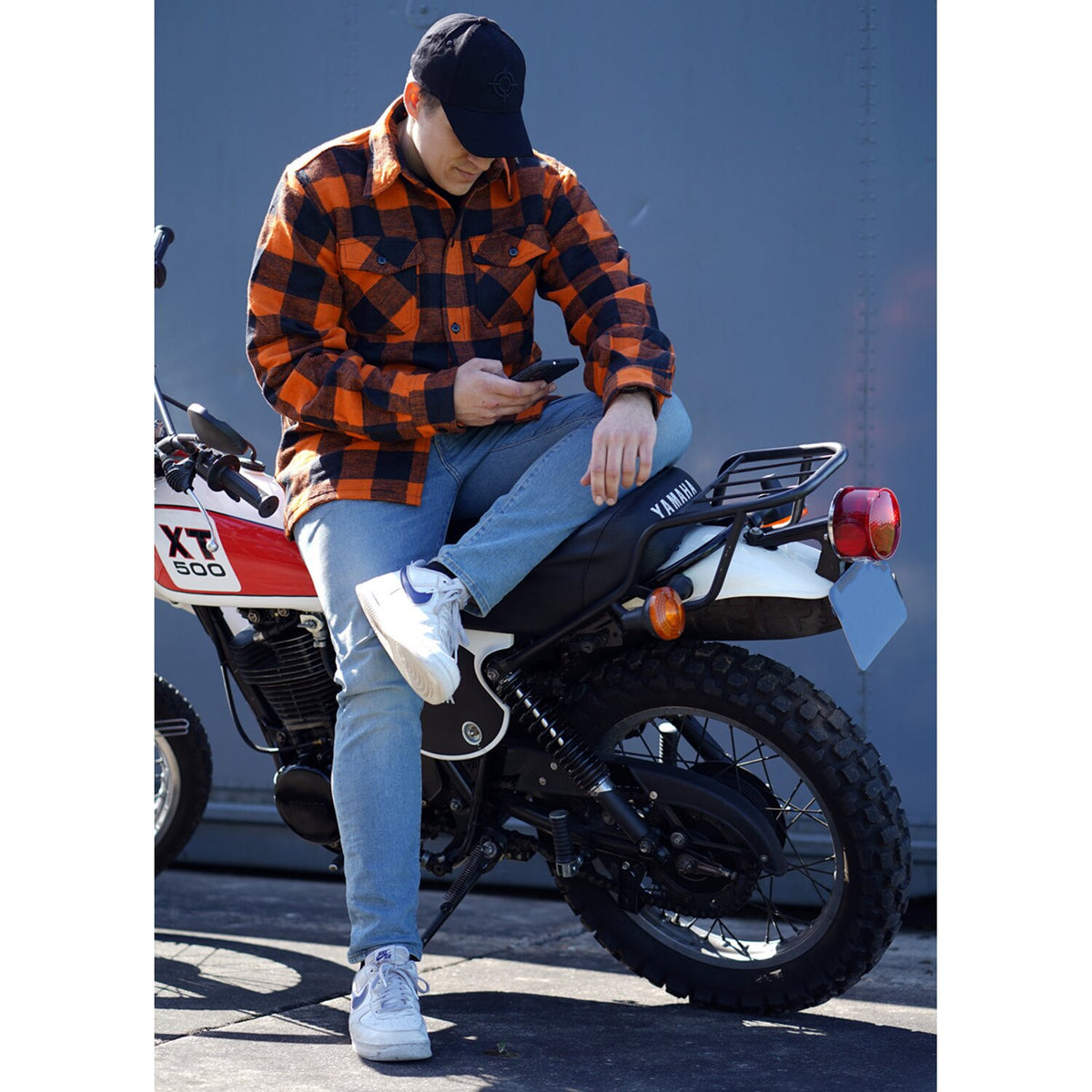 Lumberjack flannel shirt checkered orange/black
