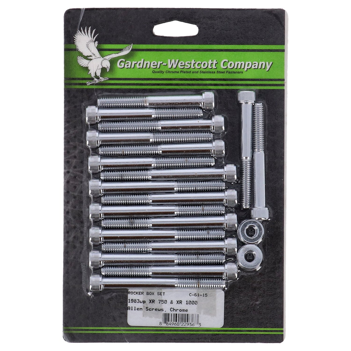 GW, XR Sportster rocker box bolt kit. Allenhead, chrome