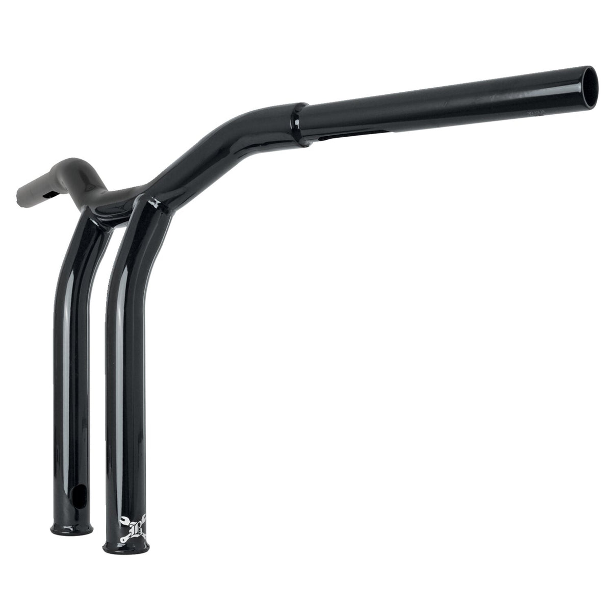 Burly, Dominator raked 1-1/4" T-bar 12" rise. Gloss black