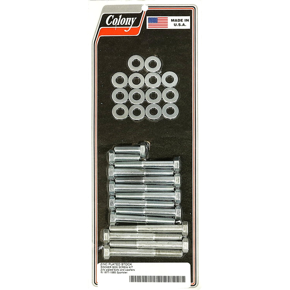 Colony, Sportster rocker box bolt kit. Hex, zinc