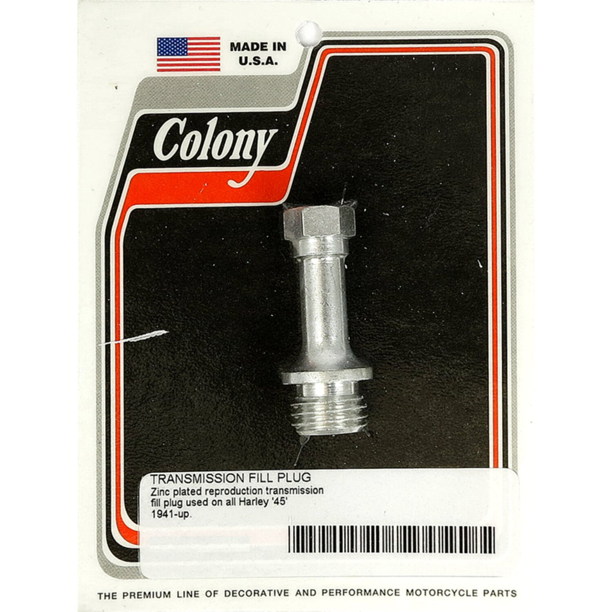 Colony, transmission oil fill plug. Zinc