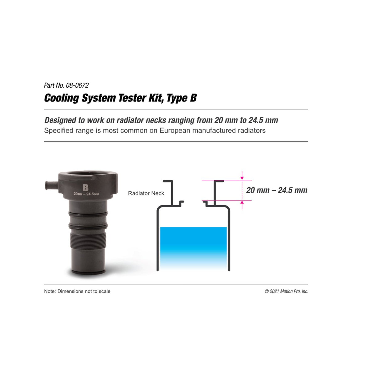 Motion Pro, type B adapter for cooling system tester