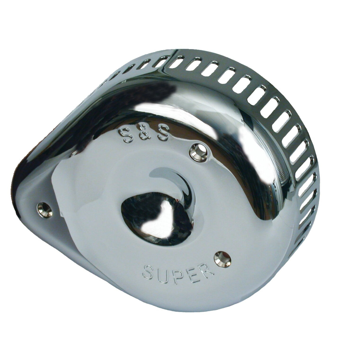 S&S, Super E/G air cleaner cover, Slasher. Chrome