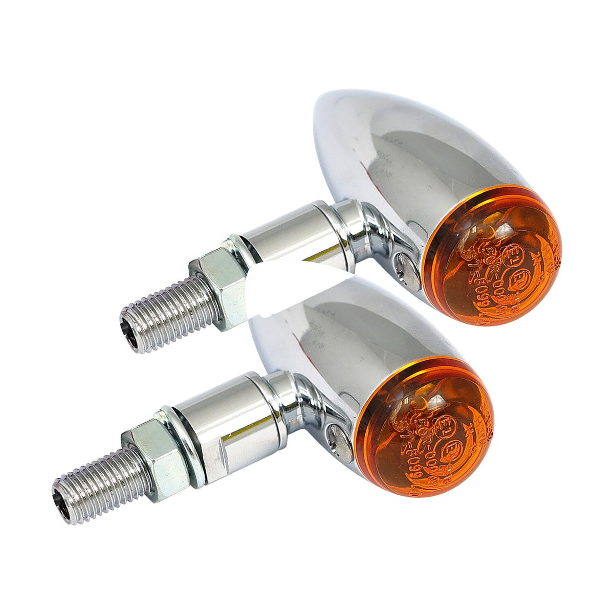 Micro bullet, 12v halogen turn signals. Chrome, plain