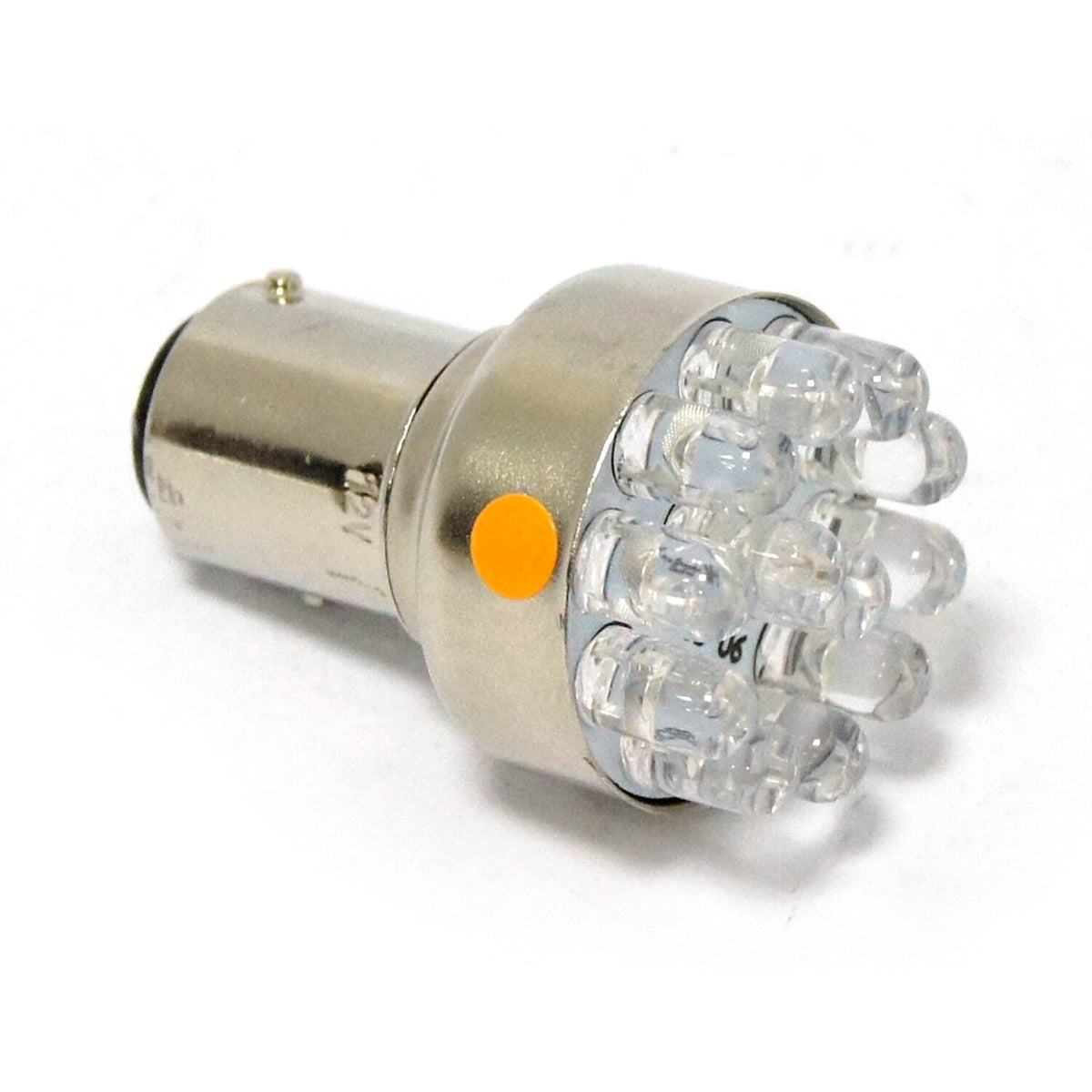 Turn signal LED bulb, BAY15D socket. Amber light emitting