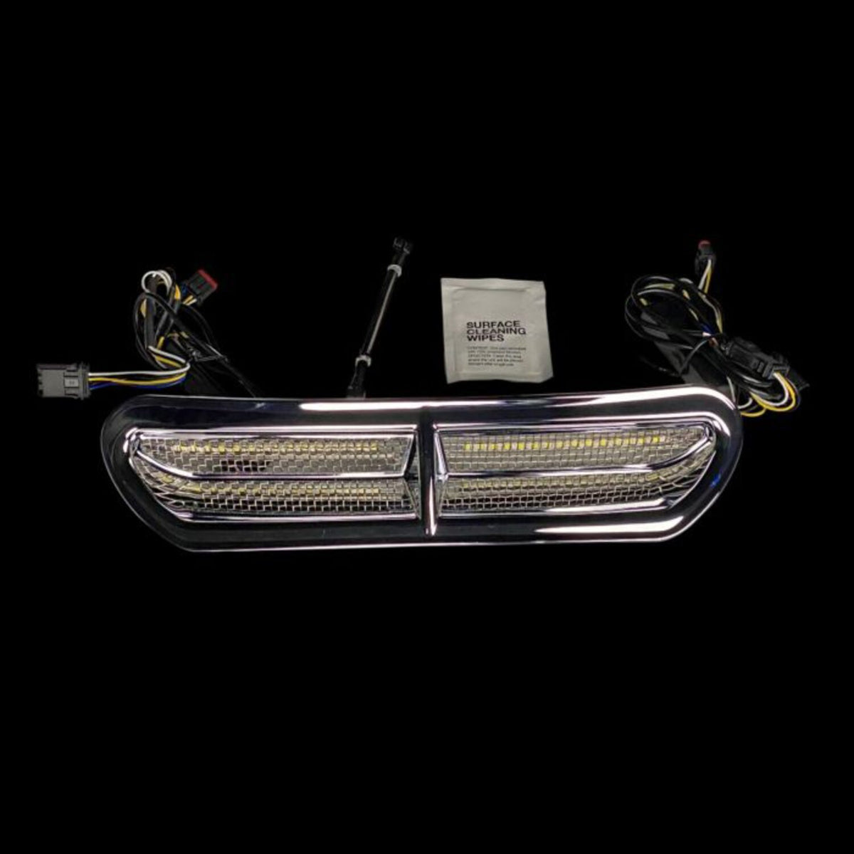Custom Dynamics, Batwing turn signal vent insert. Chrome