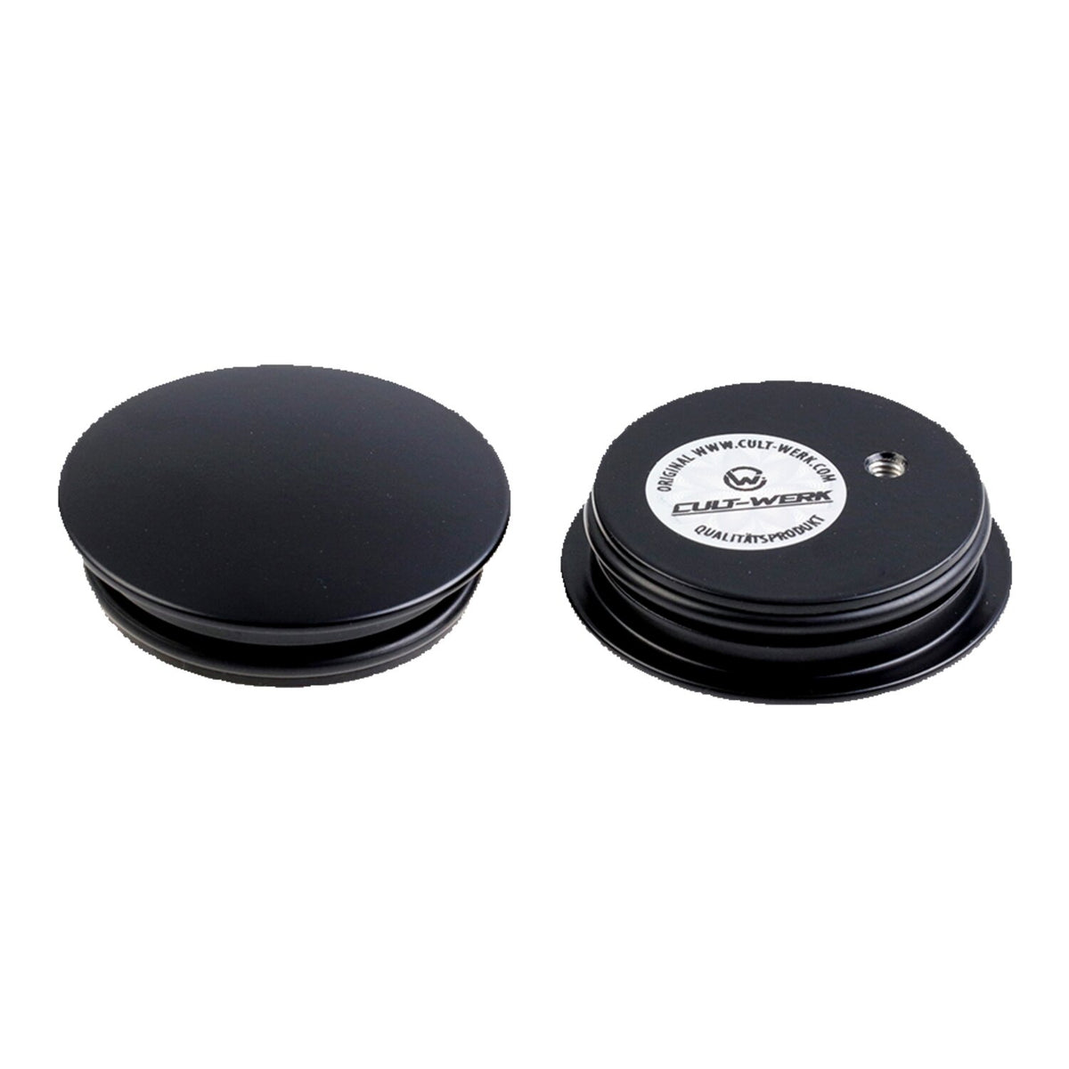 Cult-Werk, swingarm axle bolt cover kit. Matte black