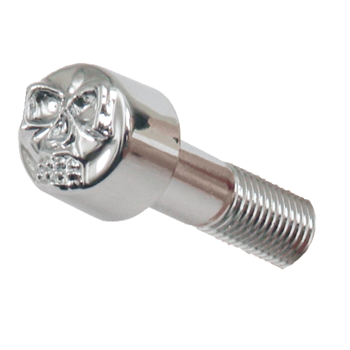 Chrome head bolt cover with skull