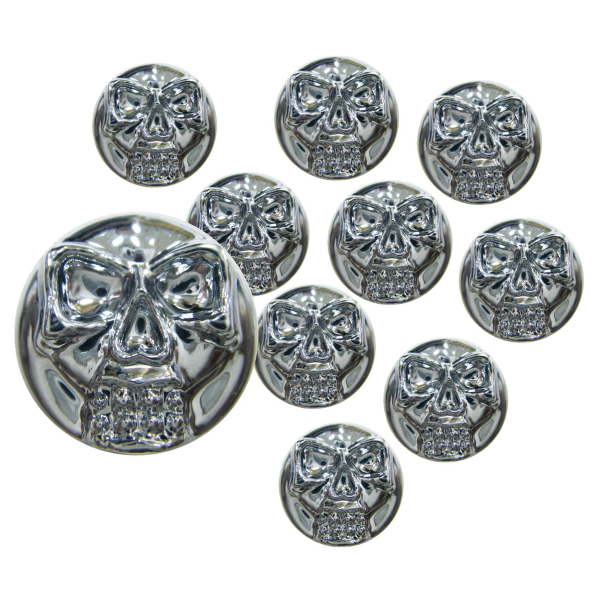 Chrome head bolt cover with skull