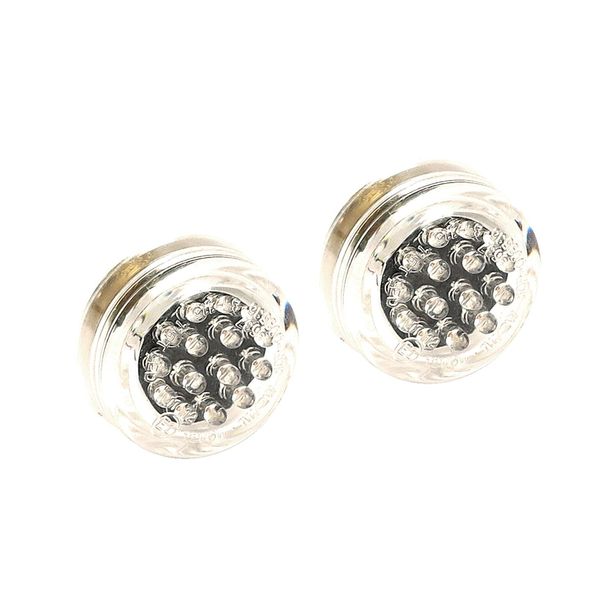 Micro disc, LED turn signals. Black. Clear lens