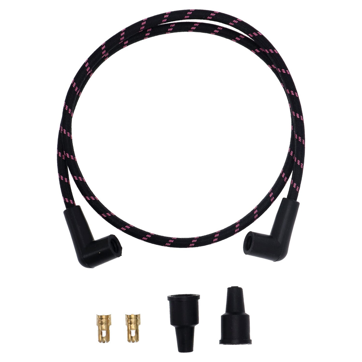 Universal 40" spark plug wire set. Cotton cloth pink/black