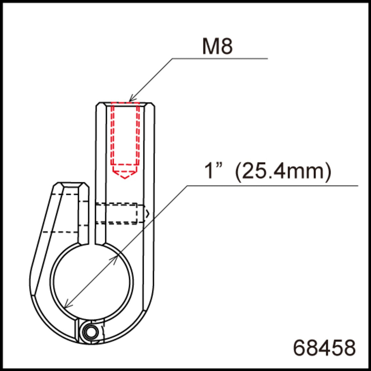 Daytona, universal bracket. Top mount. 1" ID, M8 thread