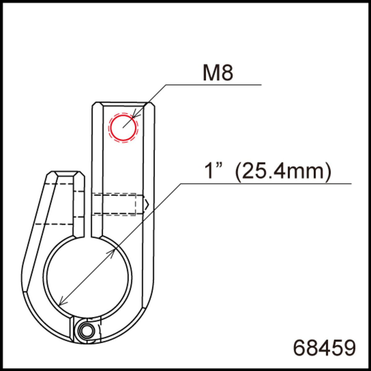 Daytona, universal bracket. Side-mount. 1" ID. M8 thread