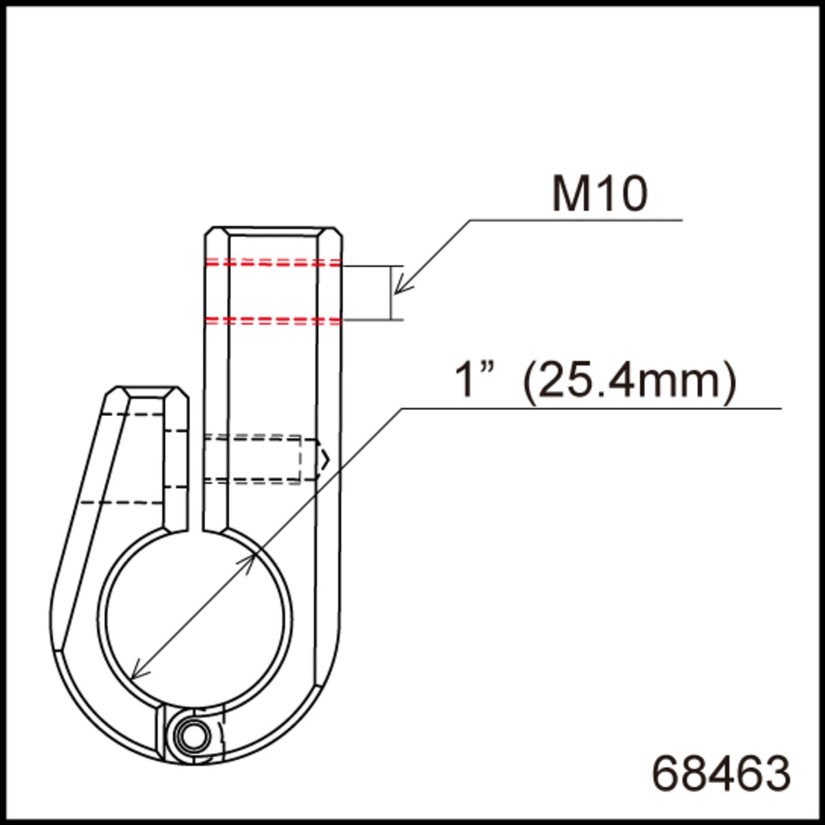 Daytona, universal bracket. Front-mount. 1" ID. M10 thread