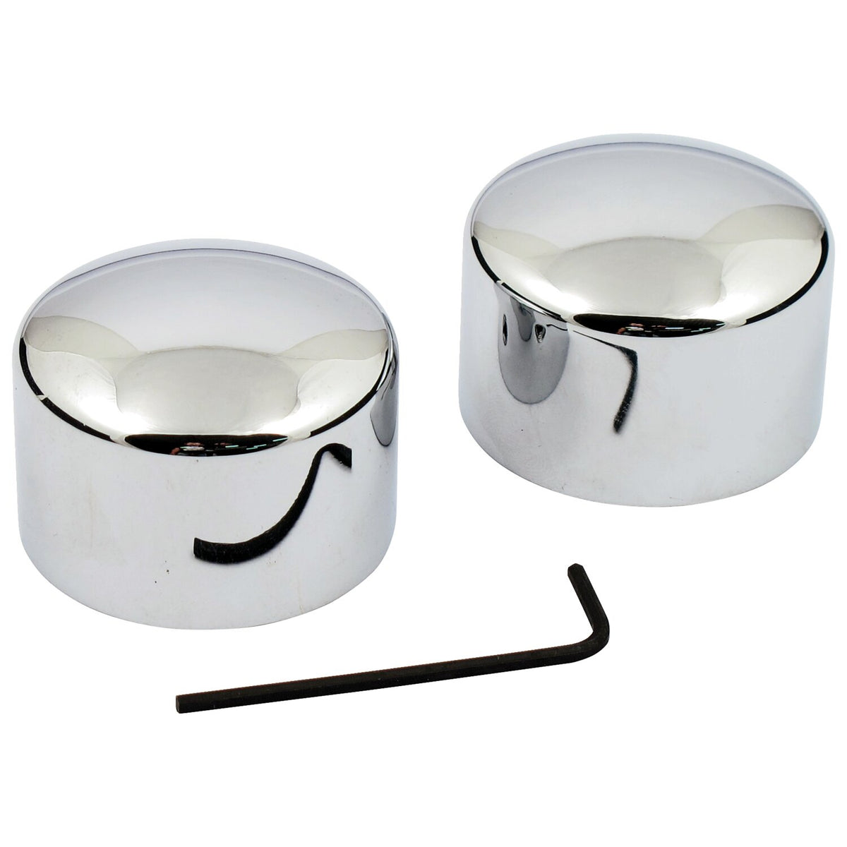 Front axle nut cover kit. Chrome. Domed