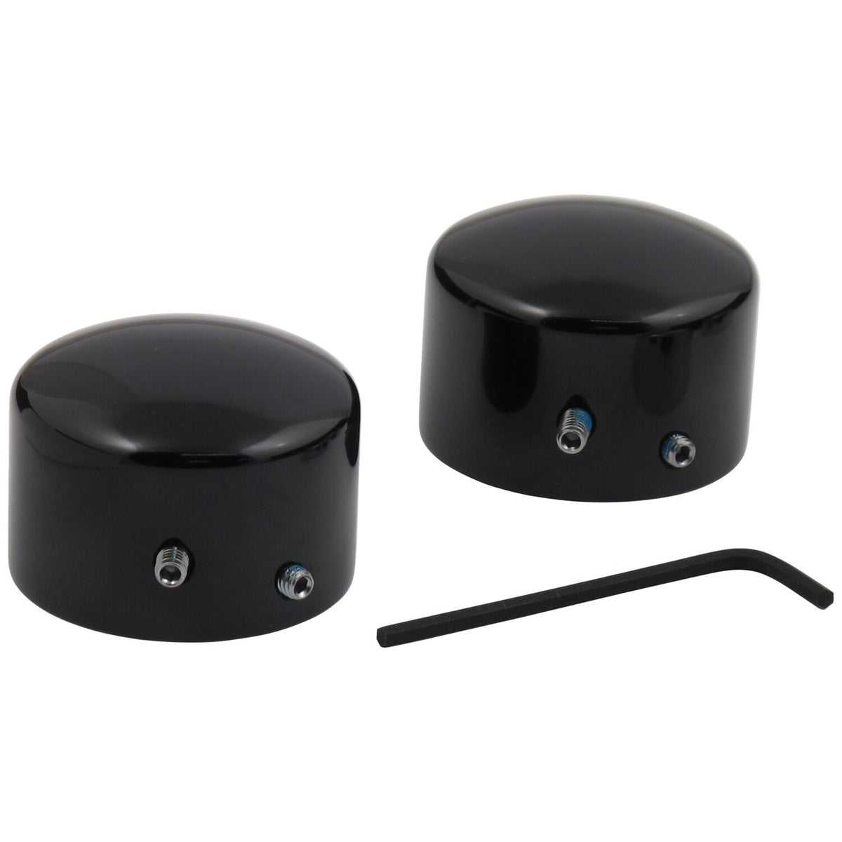 Front axle nut cover kit. Black. Domed