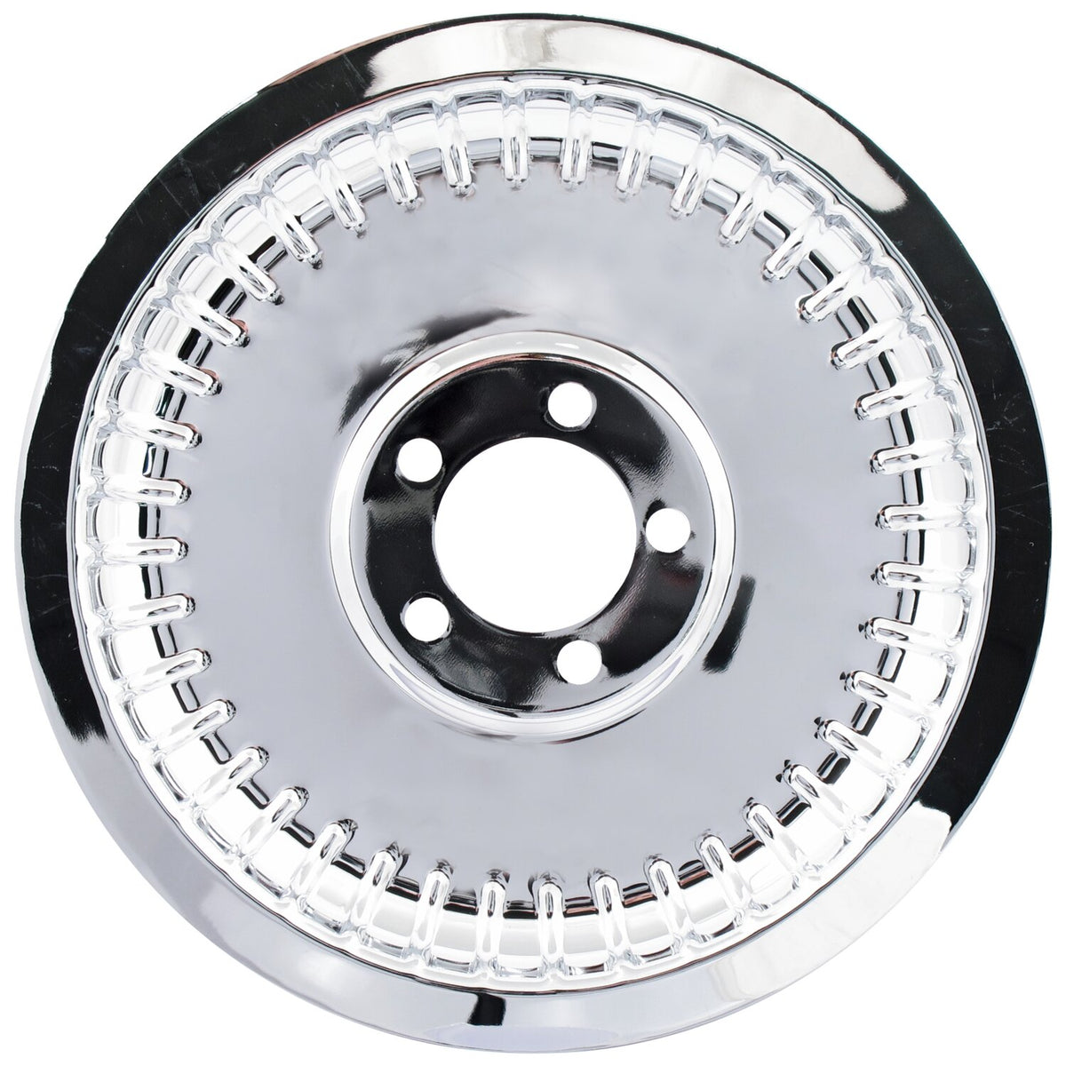 Pulley cover, smooth ribbed (70t). Chrome