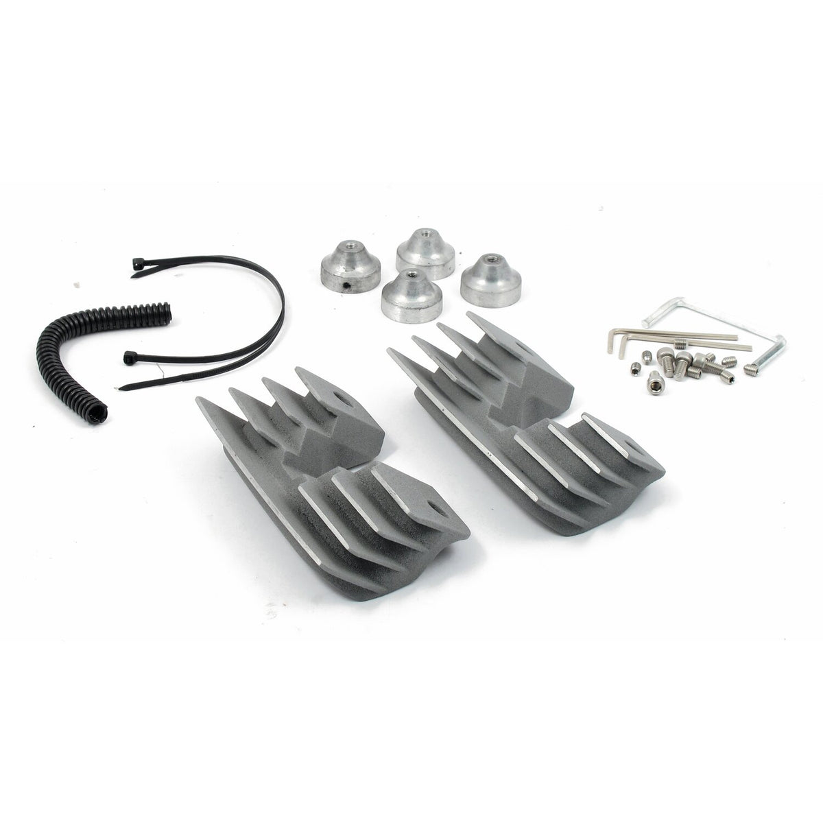 Head bolt bridge cover set. Finned, silver