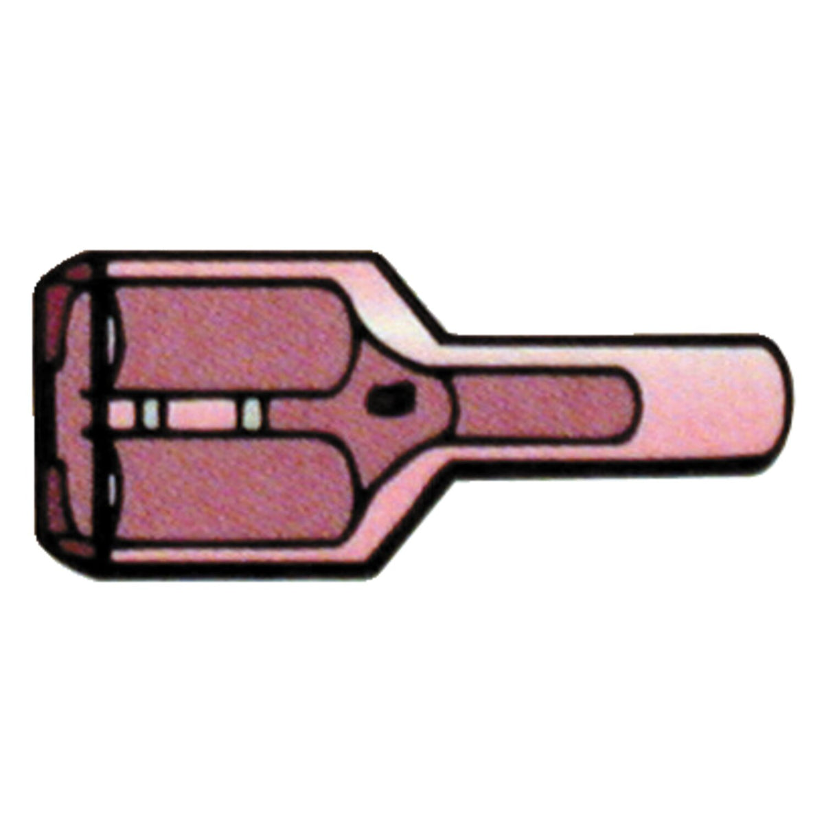 Connectors, slide-on terminal Nylon, crimp. Red 1/4" female