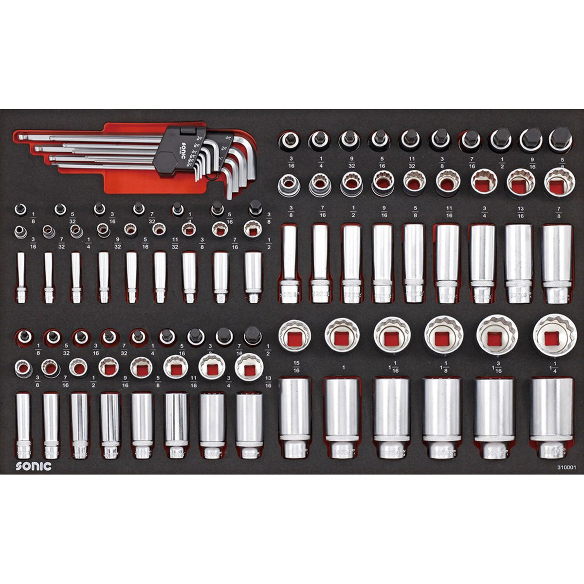 Sonic, socket & bit socket set 100-piece. US/SAE sizes